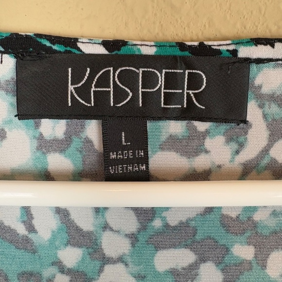 Kasper 2pc Green Blazer Jacket with Matching Pullover Sleeveless Floral Blouse - Picture 13 of 16